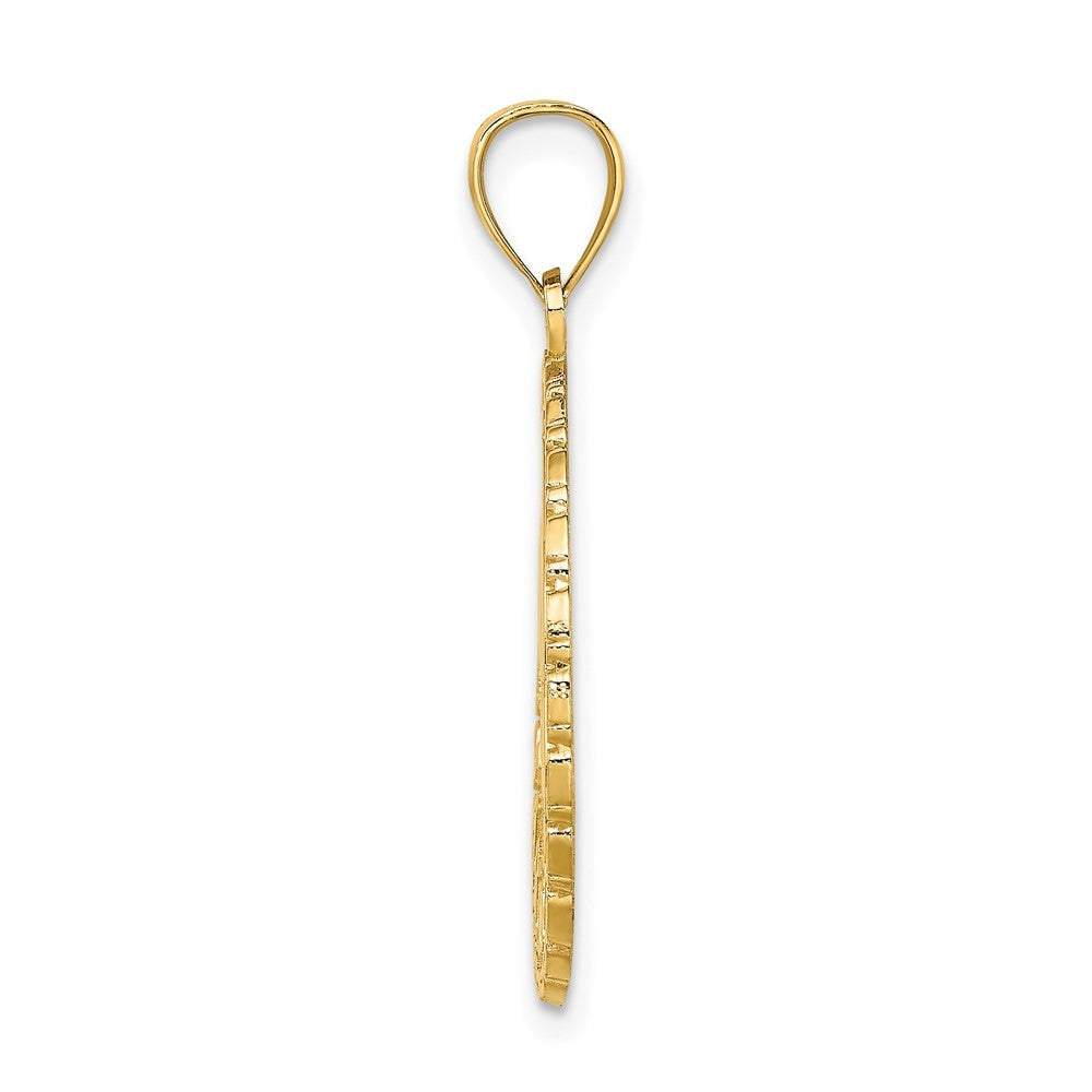 14k Yellow Gold JAMAICA and Dolphins Disk Charm