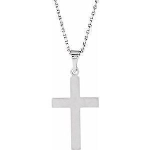 14k White Gold 21.5x12 mm Cross Pendant Necklace 18"