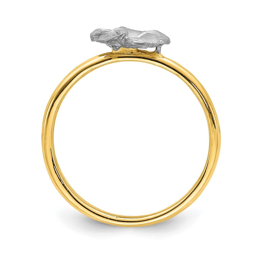 14K Two-tone Gold Brushed & Polished Plumeria Ring