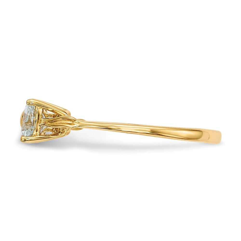 14K Yellow Gold Gold Polished Aquamarine Bow Ring