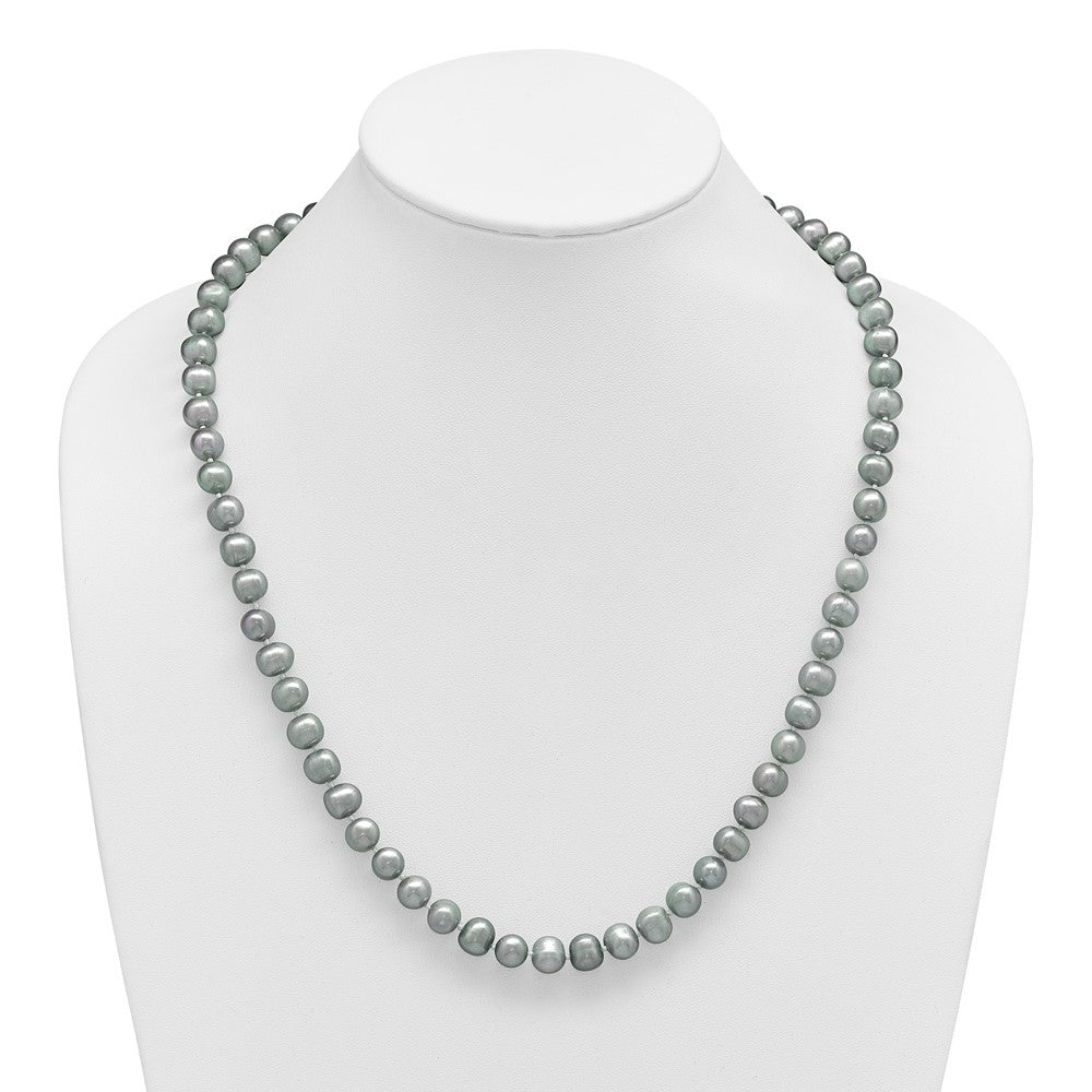 Sterling Silver Rhodium-plated 8-9mm Grey Cultured Pearl Necklace 24"
