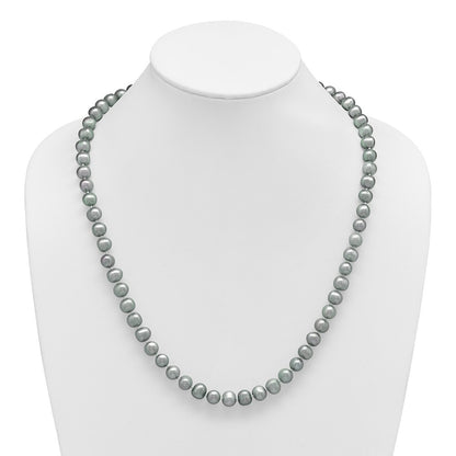 Sterling Silver Rhodium-plated 8-9mm Grey Cultured Pearl Necklace 24"