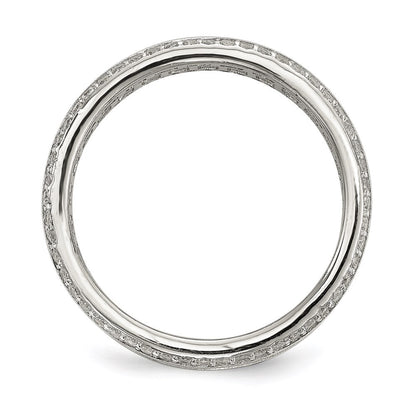 Sterling Silver Baguette & Round Cubic Zirconia Eternity Ring SZ 7