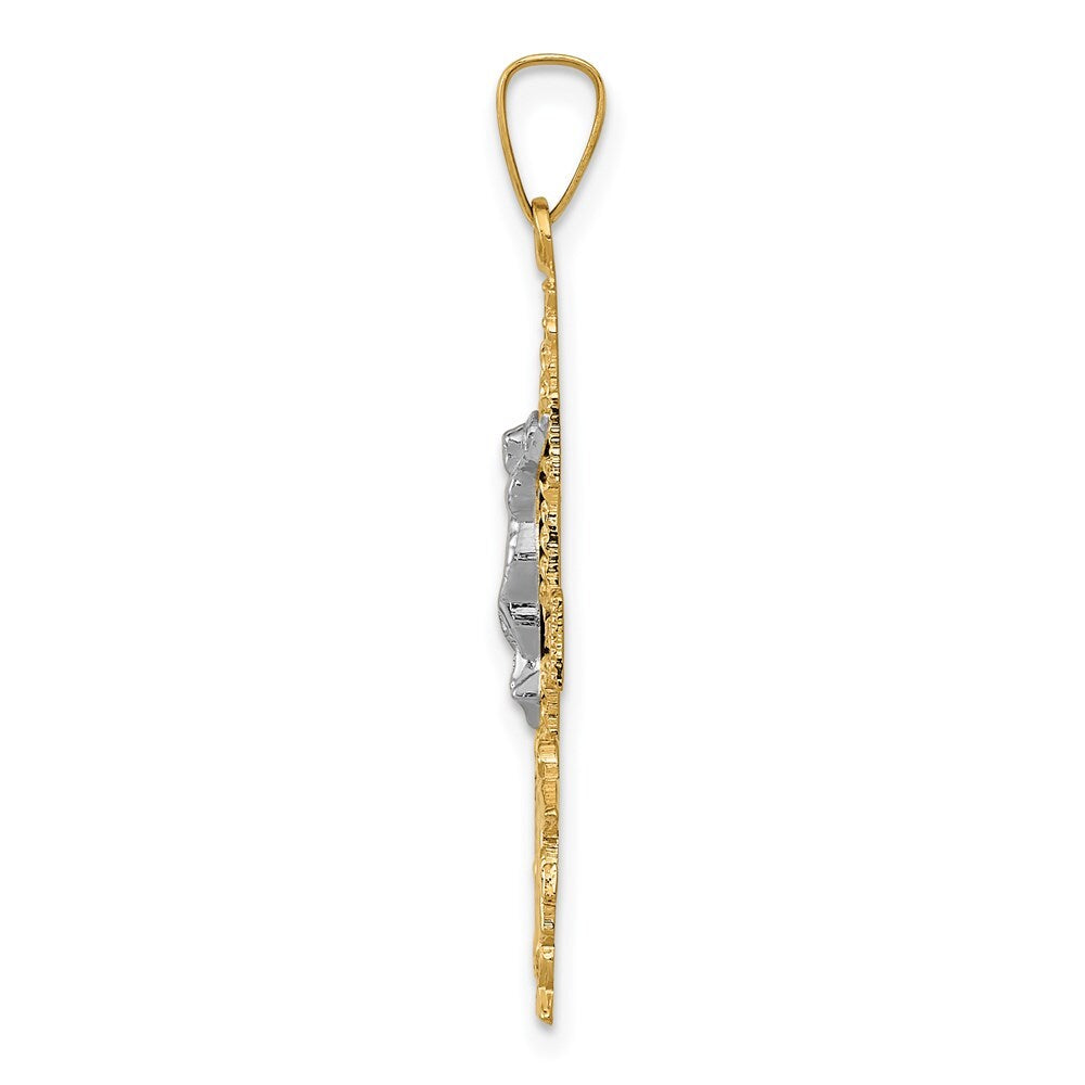 14k Two-tone Gold Cara Vaca Crucifix Pendant for Women