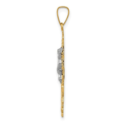 14k Two-tone Gold Cara Vaca Crucifix Pendant for Women