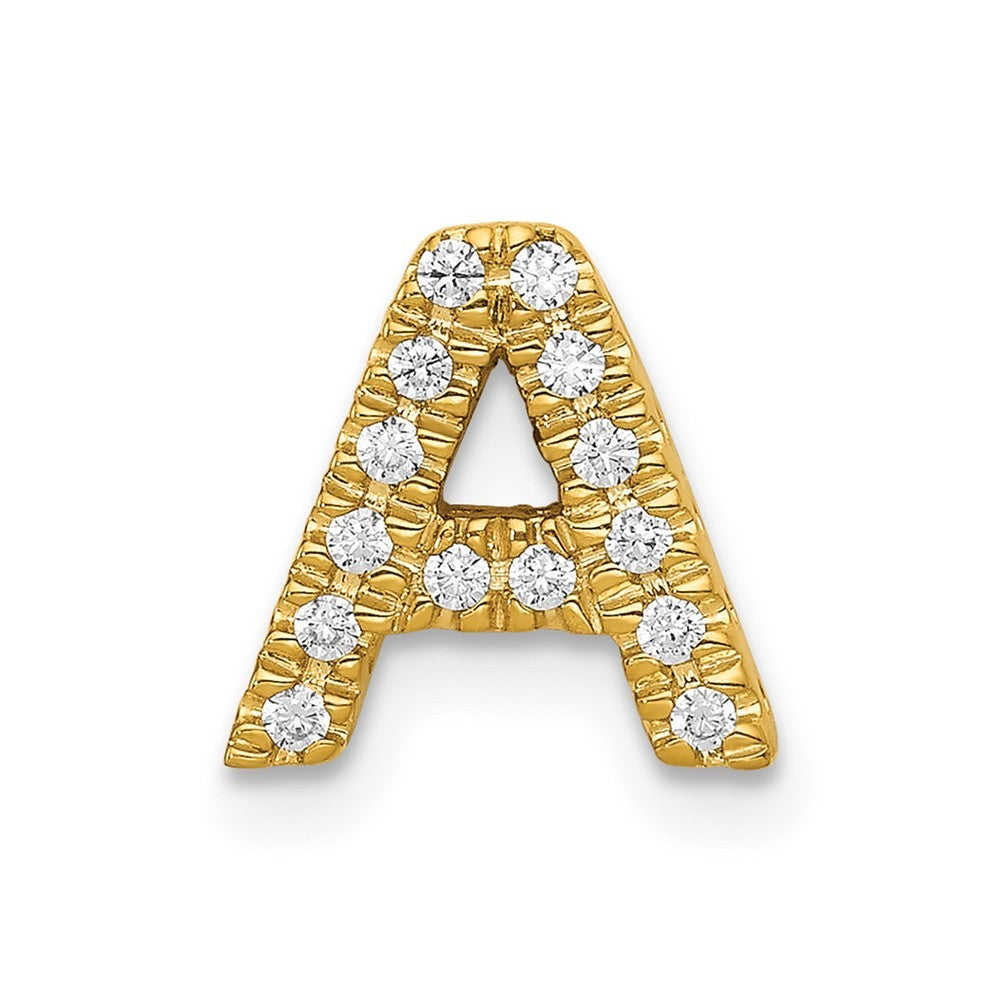 14k Yellow Gold  Diamond Letter A Initial Charm