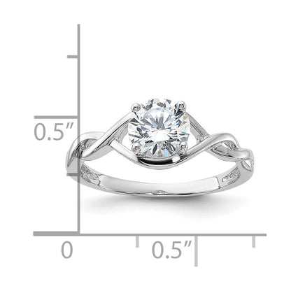Sterling Silver Rhodium-plated 6.5mm Cubic Zirconia Twisted Ring Size 7