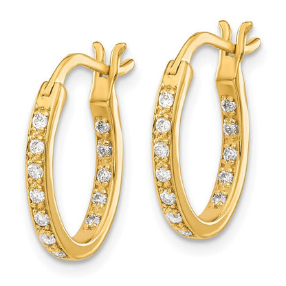 14k Yellow Gold Diamond In/Out Hoop Earrings
