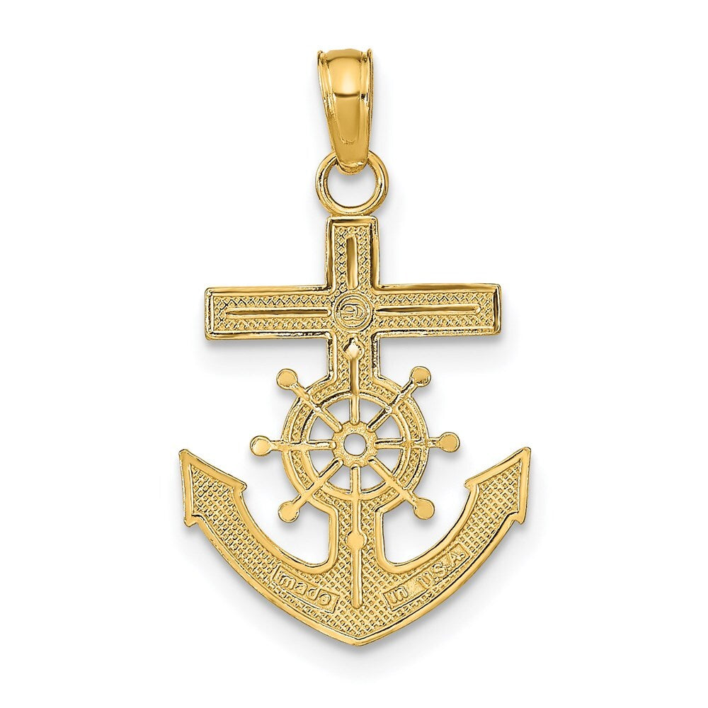 14k Yellow Gold Mariner's Cross Pendant for Women