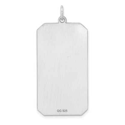 Sterling Silver Rhod-plate Eng. Rect. Polish Front/Satin Back Disc Charm