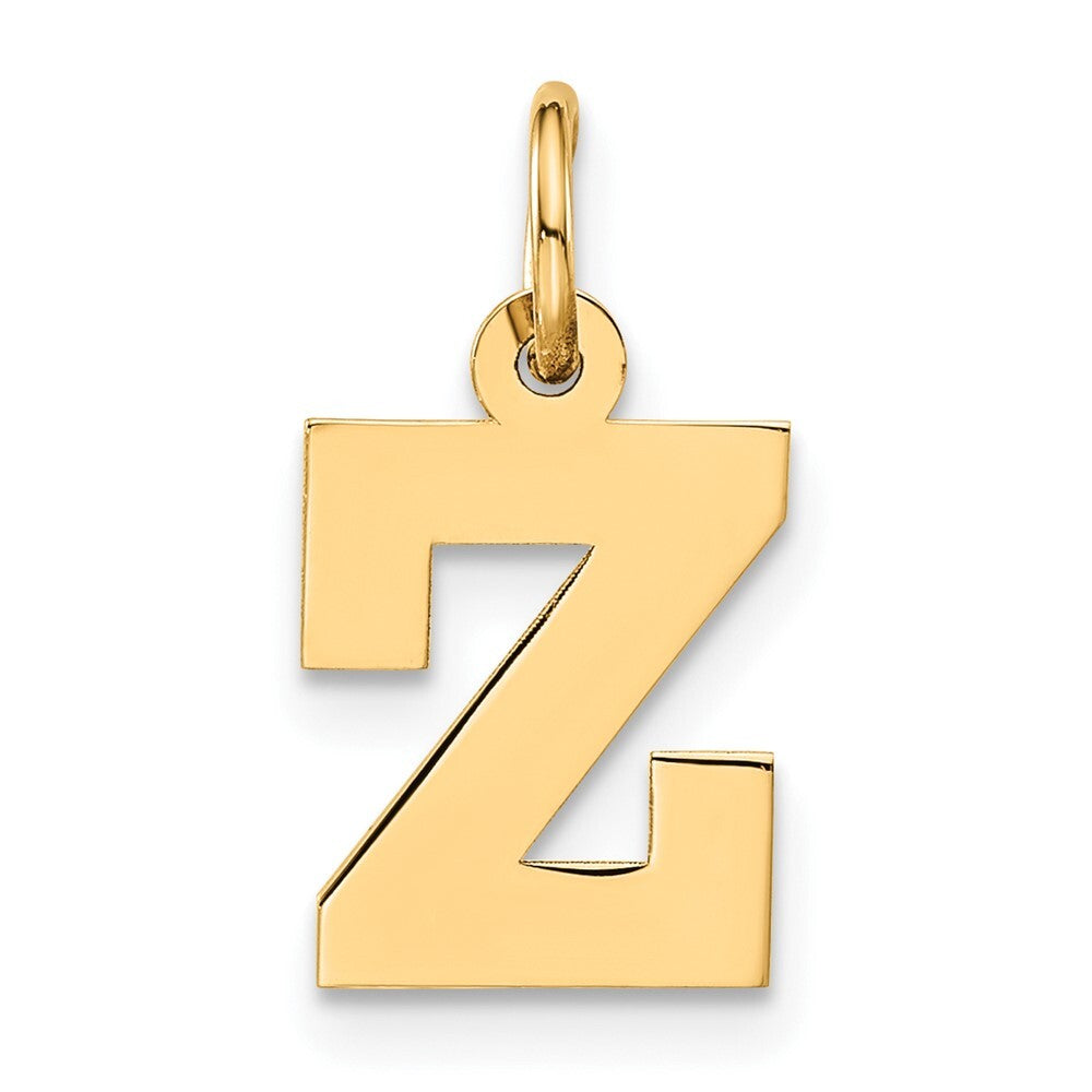 14k Yellow Gold Small Block Initial Z Charm Pendant for Women