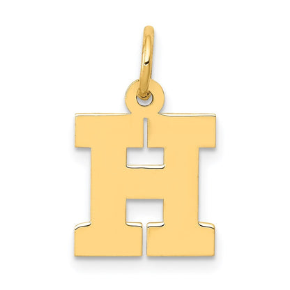 14k Yellow Gold Small Block Letter H Initial Charm Pendant for Women