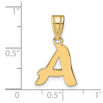 14k Yellow Gold Polished Script Letter A Initial Pendant