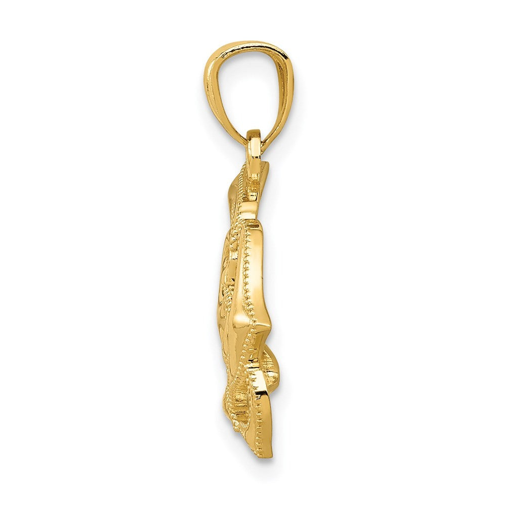 14k Yellow Gold Polished Open Rose Pendant