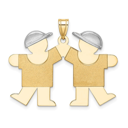 14k Two-Tone Gold Large Double Boys Engravable Charm
