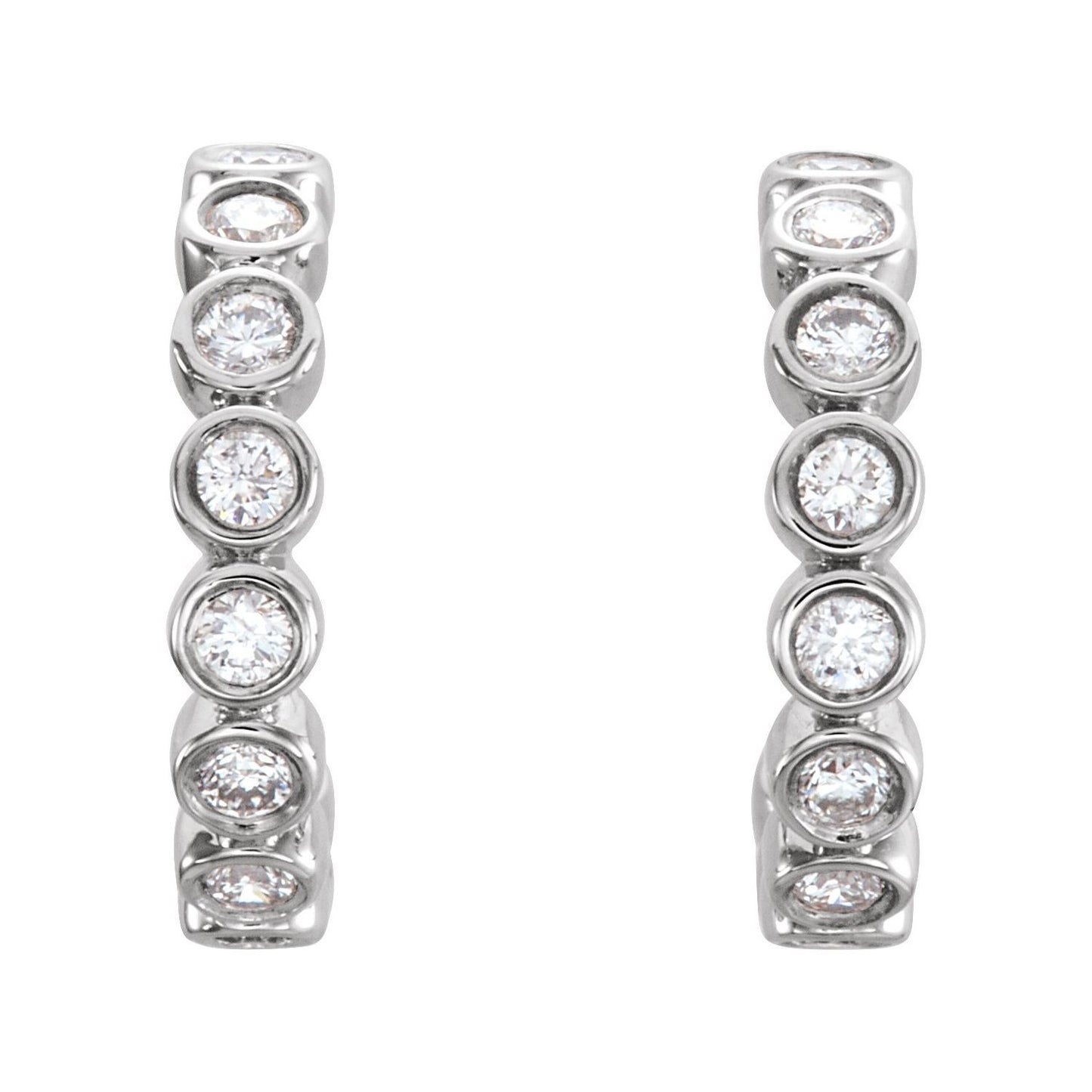 14k White Gold 1/4 CTW Natural Diamond Hoop Earrings Fine Jewelry for Women