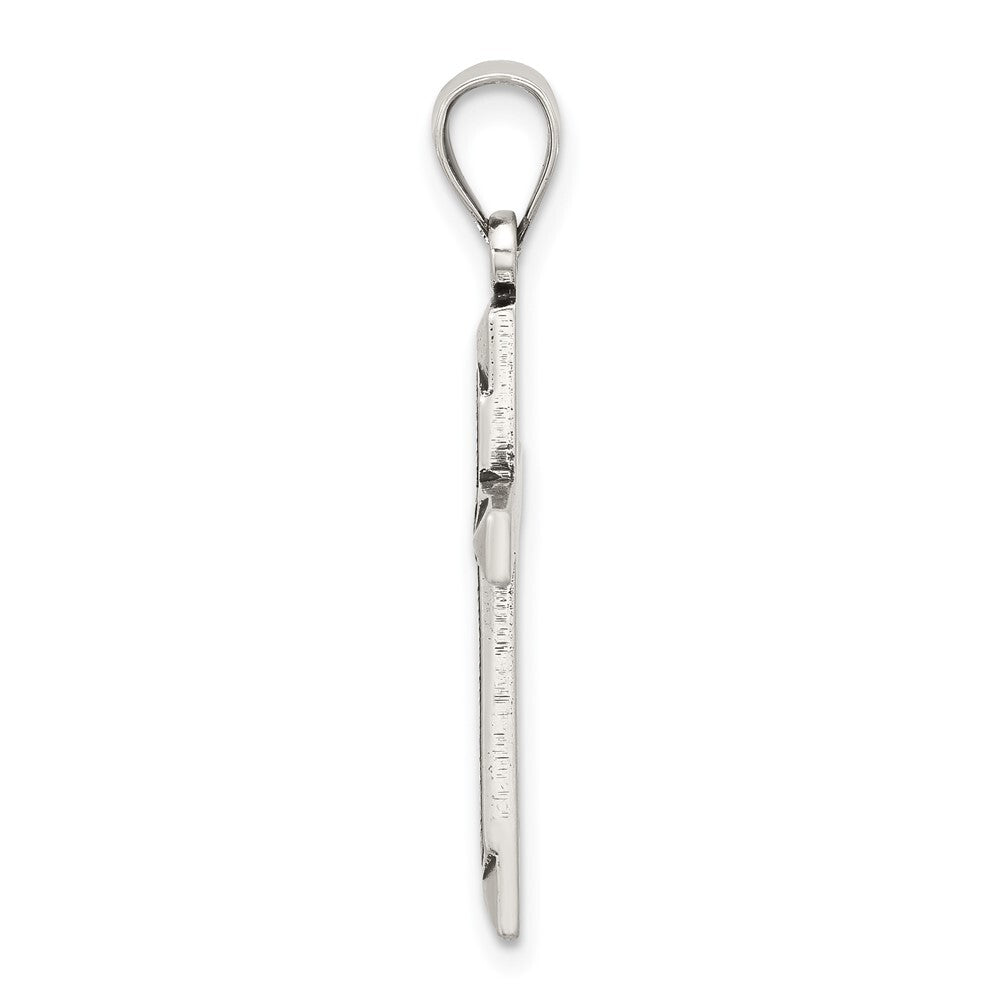 Sterling Silver Antiqued Solid Textured Cross Pendant