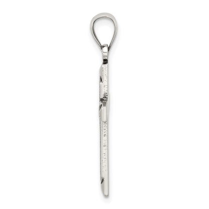 Sterling Silver Antiqued Solid Textured Cross Pendant