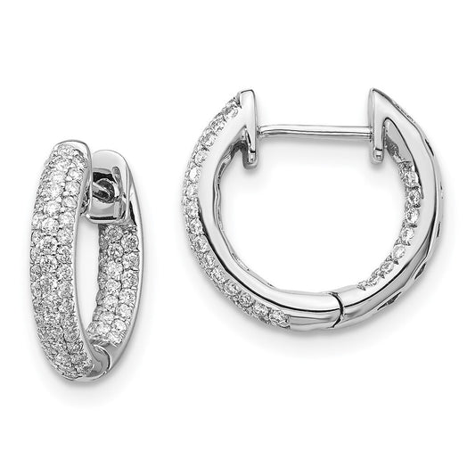 14k White Gold Diamond Hinged Hoop Earrings