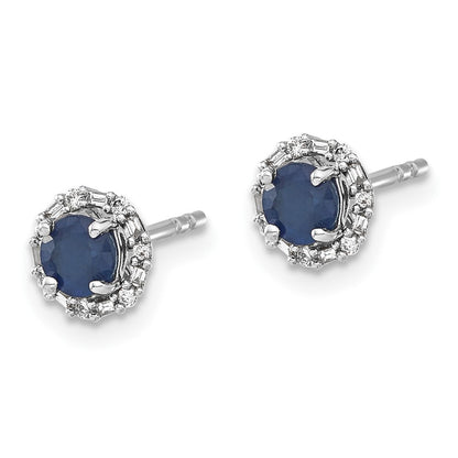 14k White Gold Diamond and Sapphire Stud w/Jacket Earrings