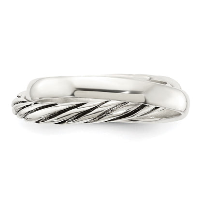 Sterling Silver Polished & Twisted Intertwined Rings Size 7