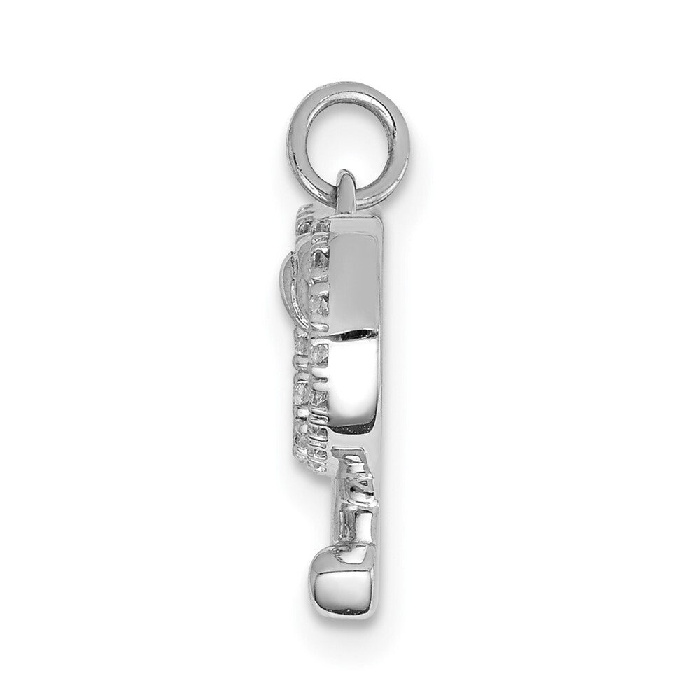 14k White Gold Diamond Rackets and Ball Pendant for Women