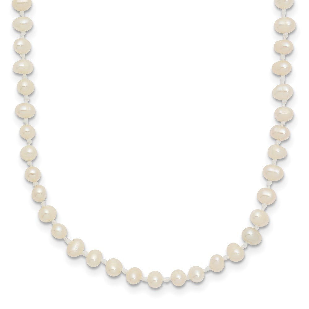 14k Yellow Gold 3-4mm White Semi-Round Cultured Pearl Necklace 16"