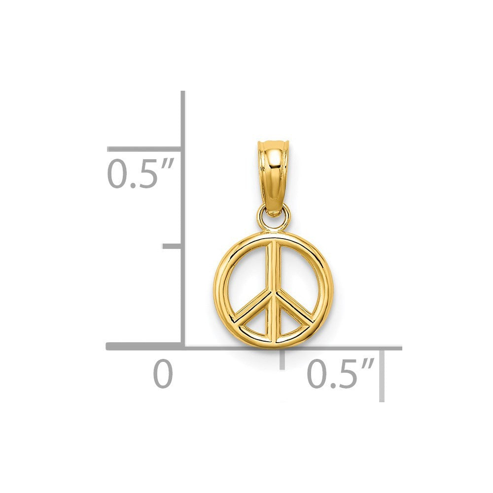 14k Yellow Gold 3-D Peace Symbol Charm