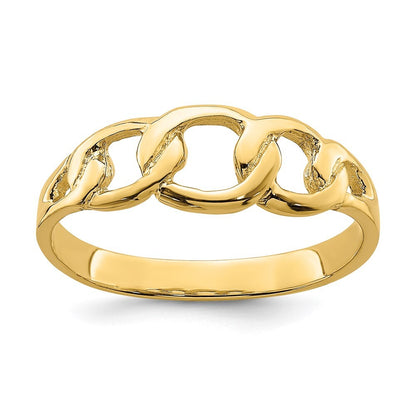 14K Yellow Gold Polished Chain Link Ring Size 7