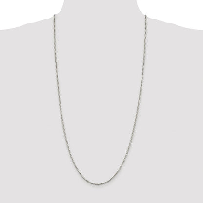 Sterling Silver Rhodium-plated 2mm Round Box Chain
