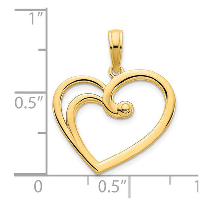 14k Yellow Gold Fancy Open Heart Pendant for Women