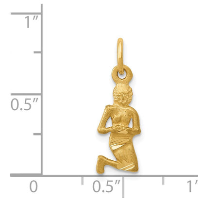 14k Yellow Gold Satin Diamond-cut Virgo Zodiac Charm Pendant for Women