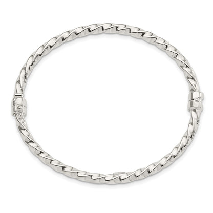 Sterling Silver Polished Twisted Hinged Bangle