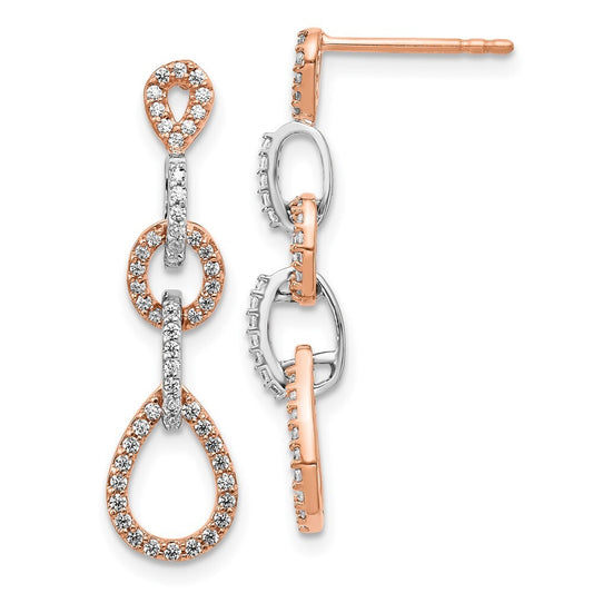 14k Two-Tone Diamond Vintage Drop & Dangle Earrings