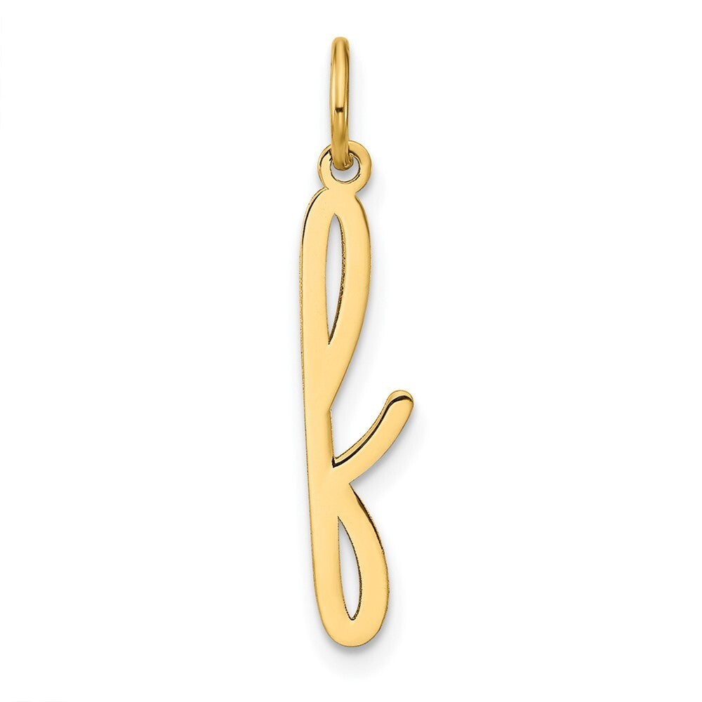 14k Yellow Gold Lower case Letter F Initial Charm Pendant for Women