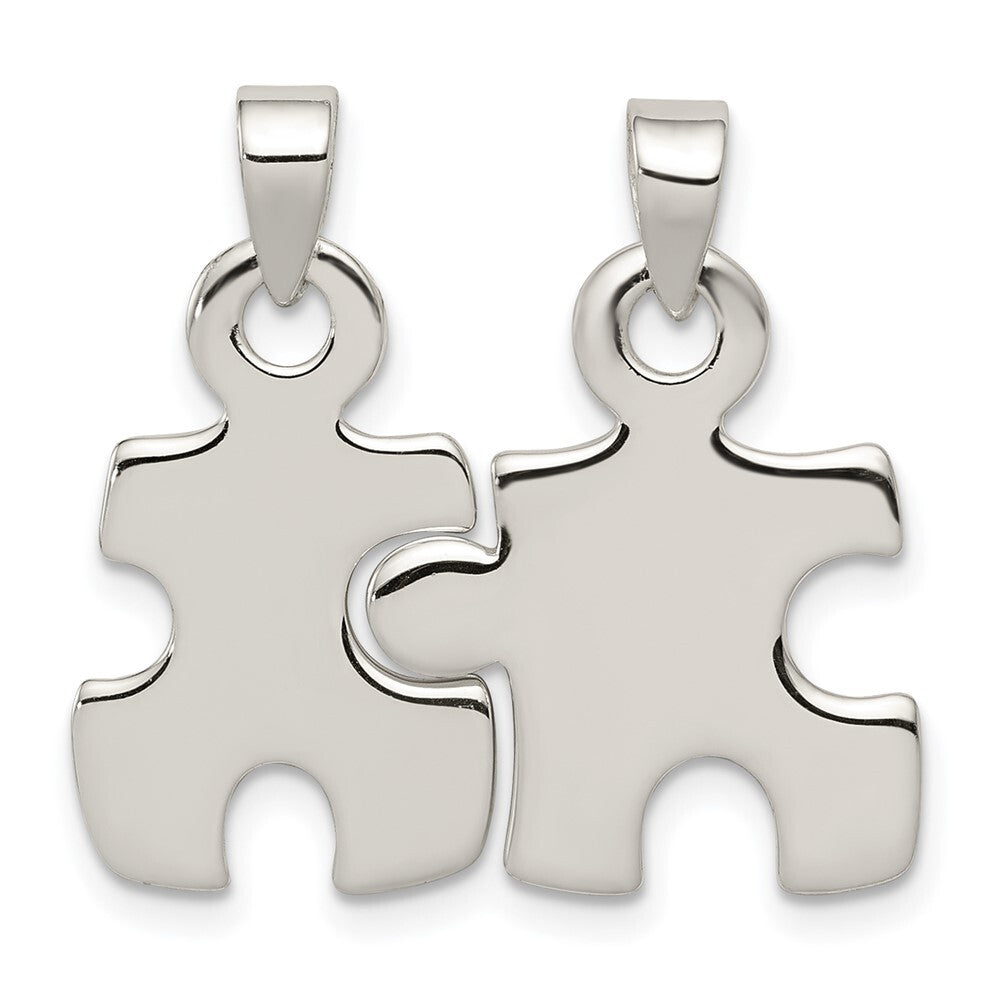 Sterling Silver Polished Puzzle Pieces Pendant Holiday Gift for Women