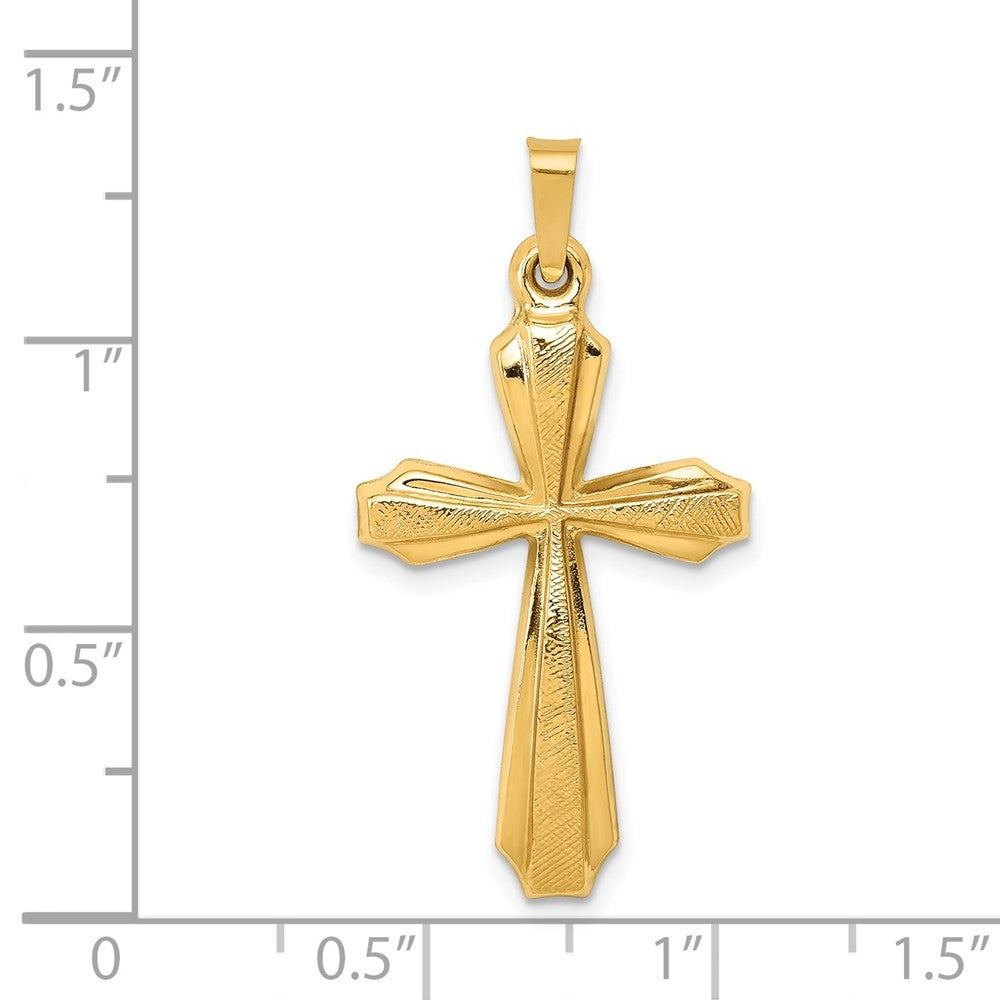 14k Yellow Gold Textured and Polished Passion Cross Pendant