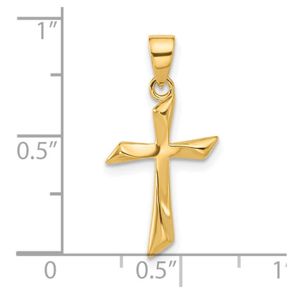 14k Yellow Gold Polished Cross Pendant for Women