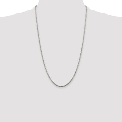 Sterling Silver Rhodium-plated 2mm Diamond-cut Spiga Chain