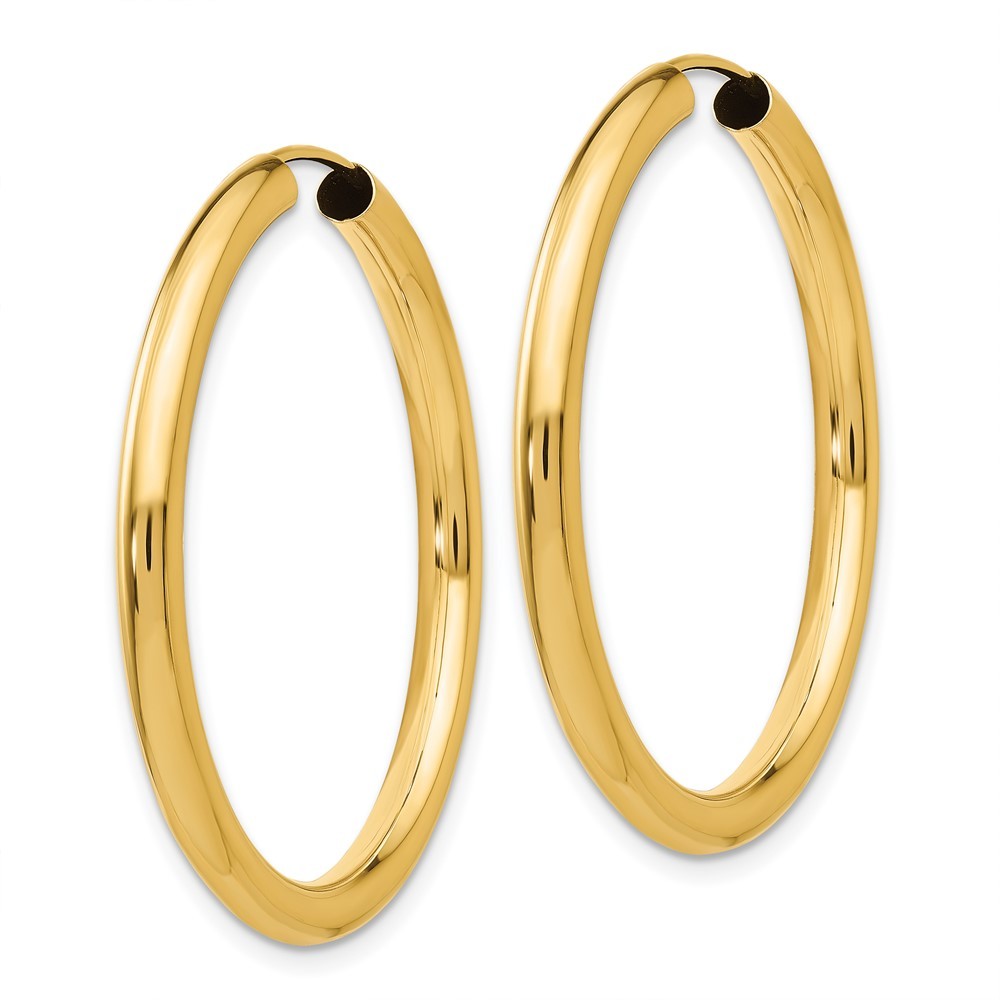 14k Yellow Gold Polished Endless Tube Hoop Earrings