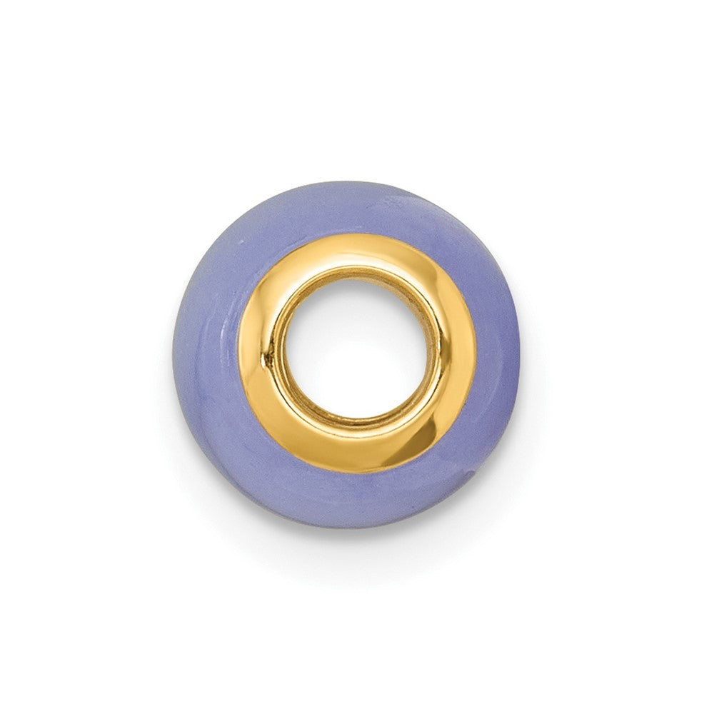14k Yellow Gold Polished Lavender Jade Oval Barrel Bead Chain Slide Pendant