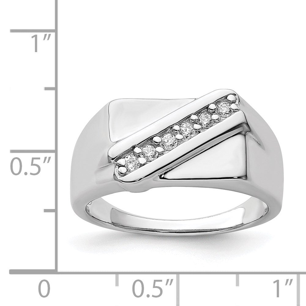 Sterling Silver Rhodium Plated Fancy Cubic Zirconia Ring Size 10