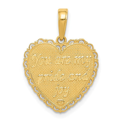 14k Yellow Gold Reversible FOR MY DAUGHTER Heart Pendant for Women
