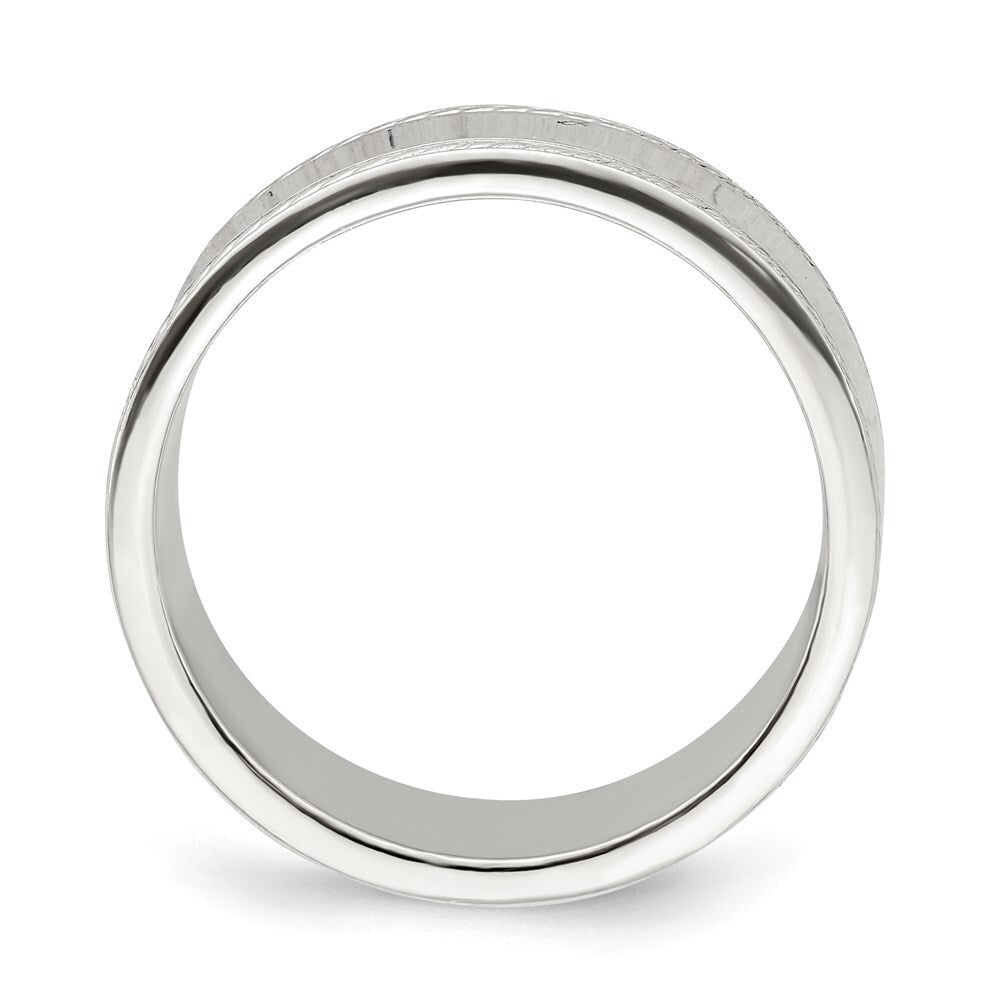 Sterling Silver 7mm Flat with Rope Edge Size 6 Band
