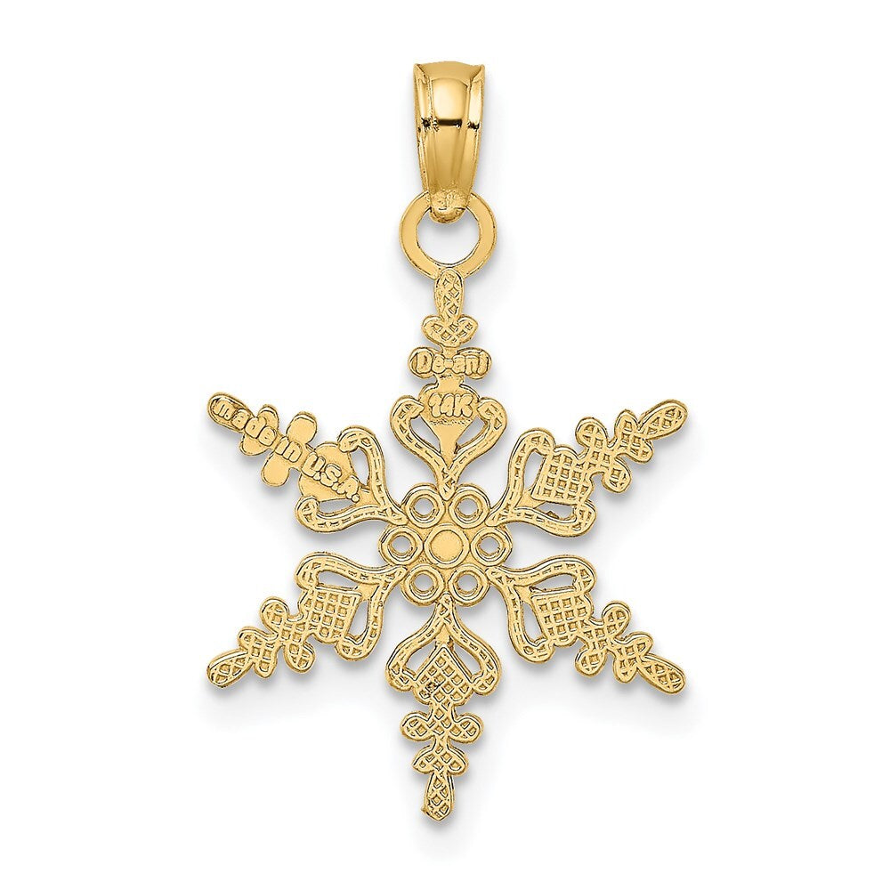 14k Yellow Gold Polished Snowflake Charm Pendant for Women