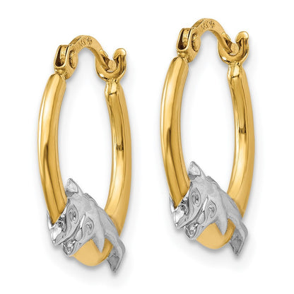 14k Yellow Gold & Rhodium Dolphin Hoop Earrings