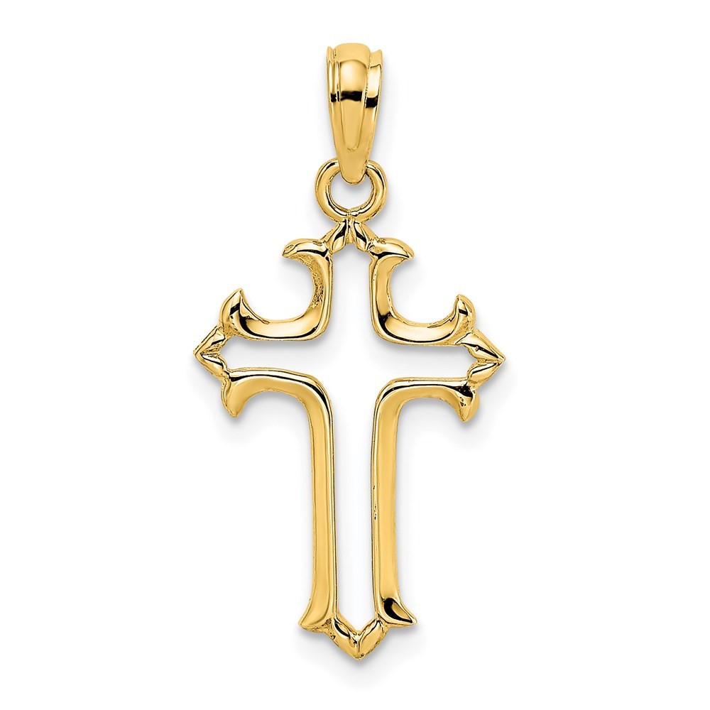 14k Yellow Gold Cut-Out Cross Charm Pendant