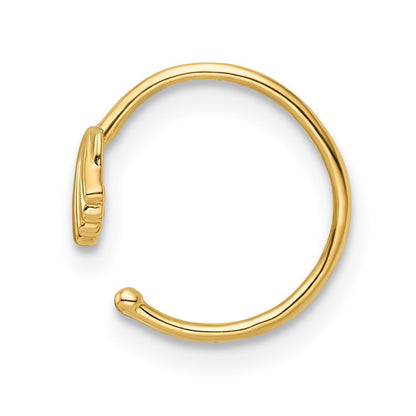 14k Yellow Gold 20 Gauge Scallop Shell Nose Ring / Ear Cuff