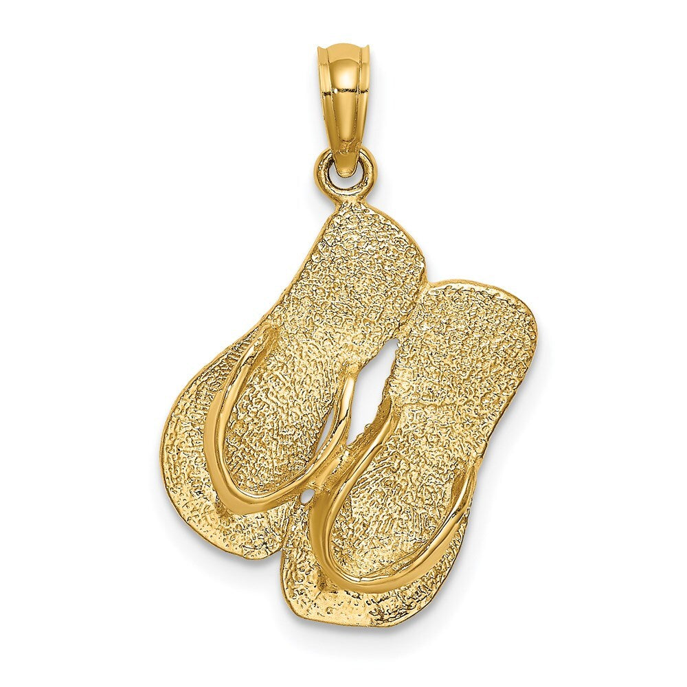 14k Yellow Gold 3D SANIBEL ISLAND  Large Double Flip-Flop Charm Pendant