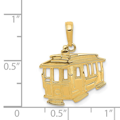 14k Yellow Gold Cable Car Pendant for Women